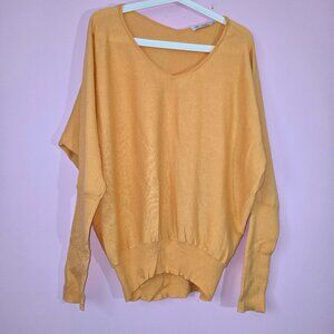 Raffi Cashemire V-Neck front and back Off The Shoulder Sweater, M,pech Color